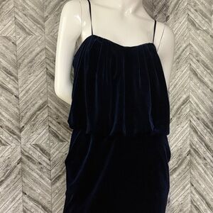 Mystic women’s Elegant navy blue Velvet Dress, medium with pockets